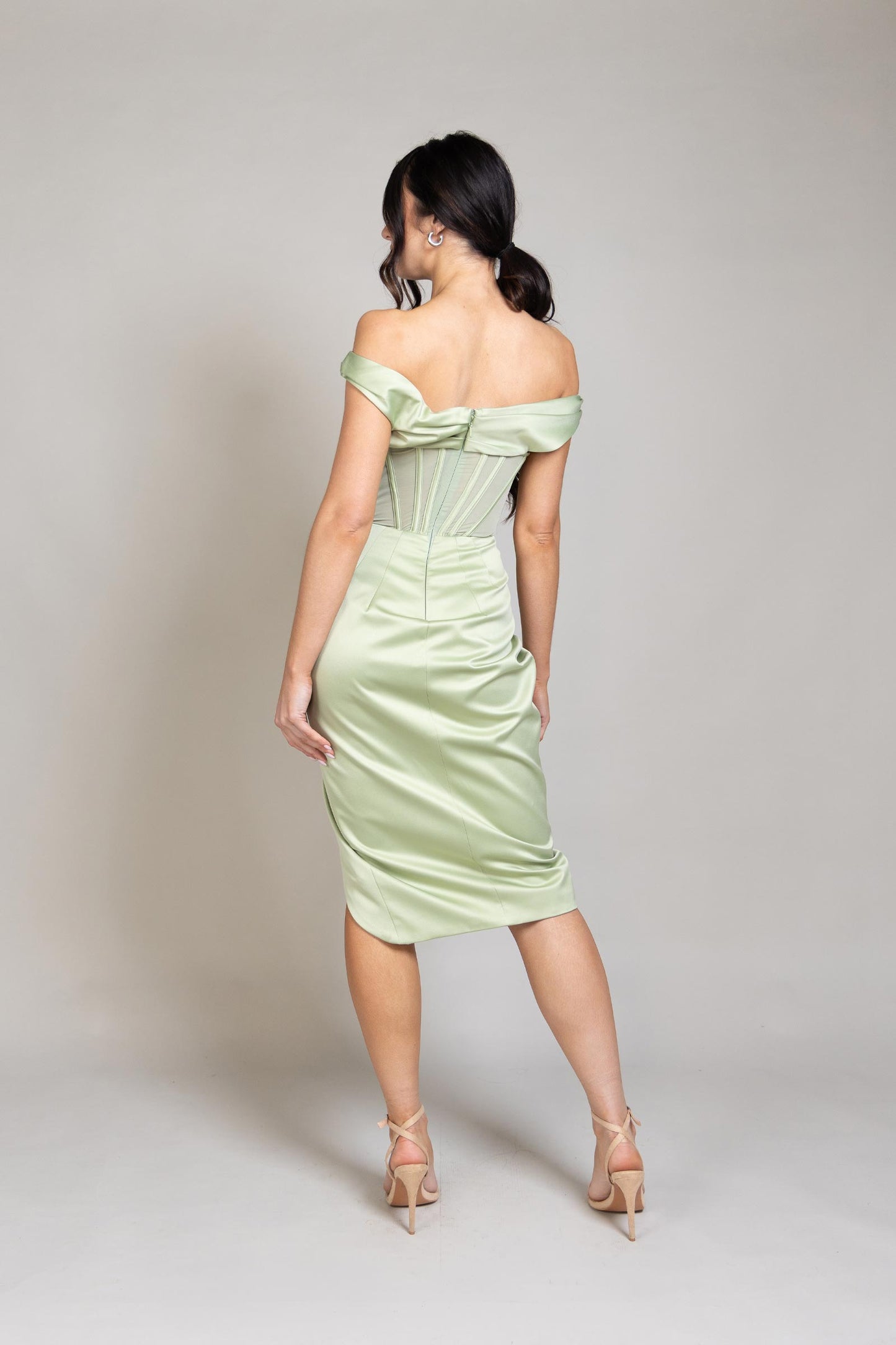 Emerald Muse Silk Midi Dress
