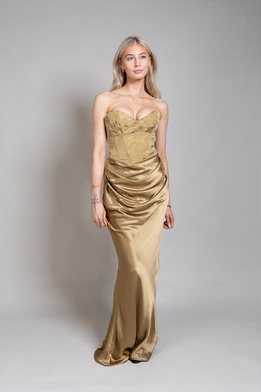 Gold Silk Corset Gown