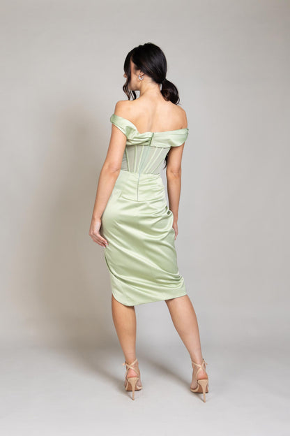 Emerald Muse Silk Midi Dress