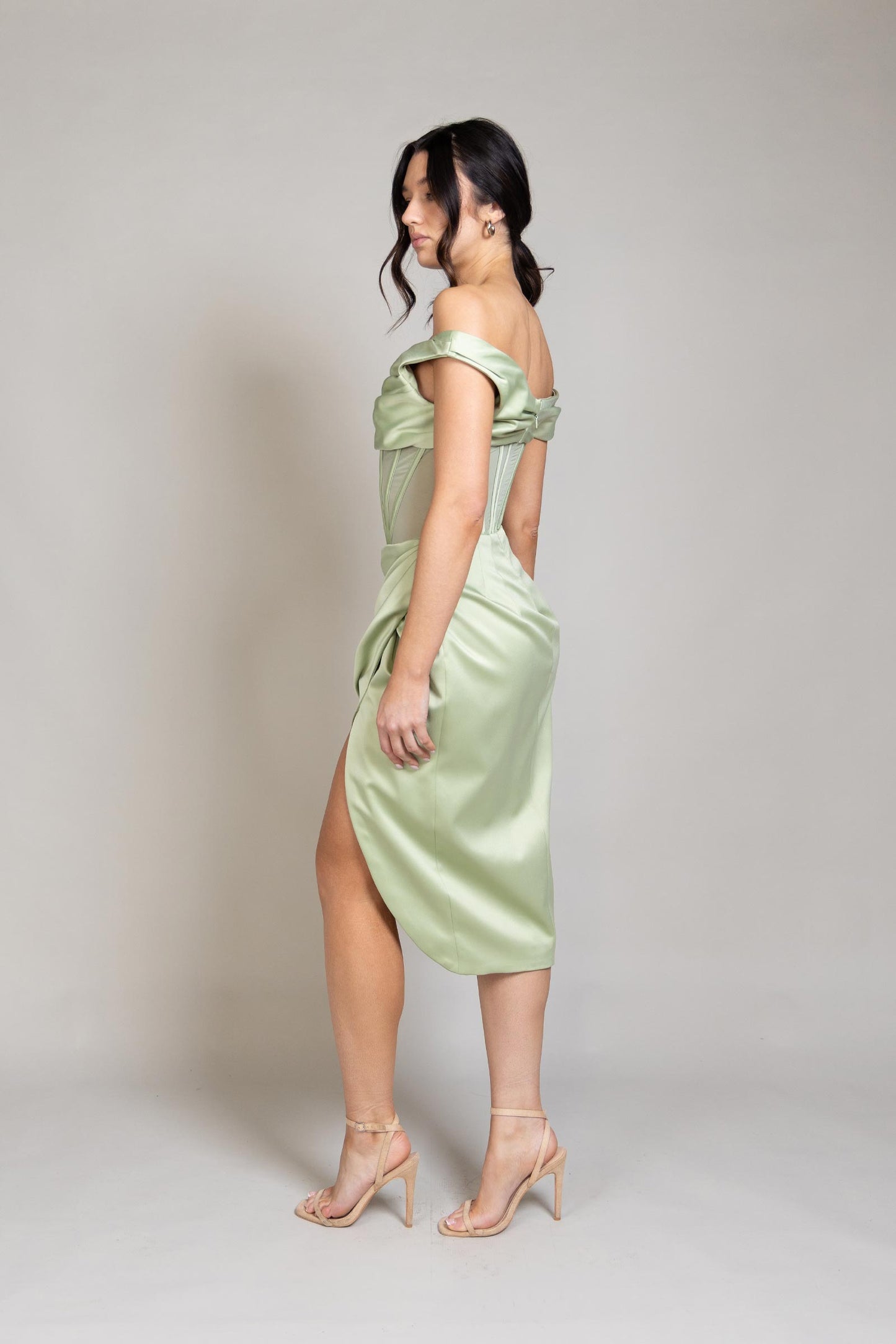 Emerald Muse Silk Midi Dress