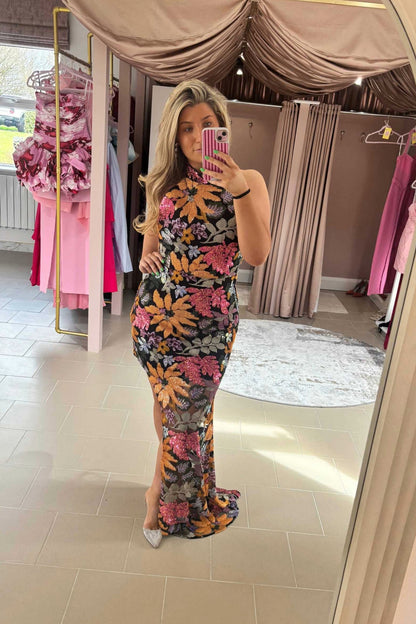 Elliatt - Kiran Halter Gown Orange Floral