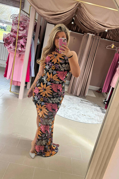 Elliatt - Kiran Halter Gown Orange Floral